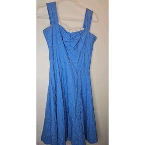 Handmade Blue Milkmaid Country Peasant Cowgirl Eyelet Lace Mini Dress Sz XS/SM